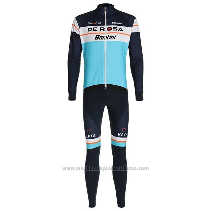 2020 Abbigliamento Ciclismo De Rosa Celeste Manica Lunga e Salopette